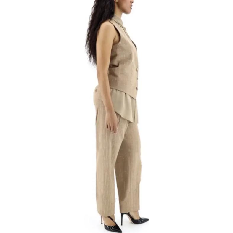 (Women) Burberry  Solid V-Neck Buttoned Sleeveless Vest Beige 45642821 圖 5