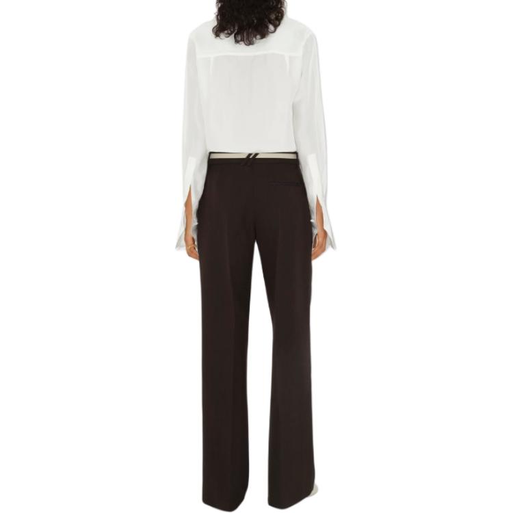 (Women) Burberry  Solid White Long Sleeve Button-Up Shirt with Pointed Collar 80912701 圖 4