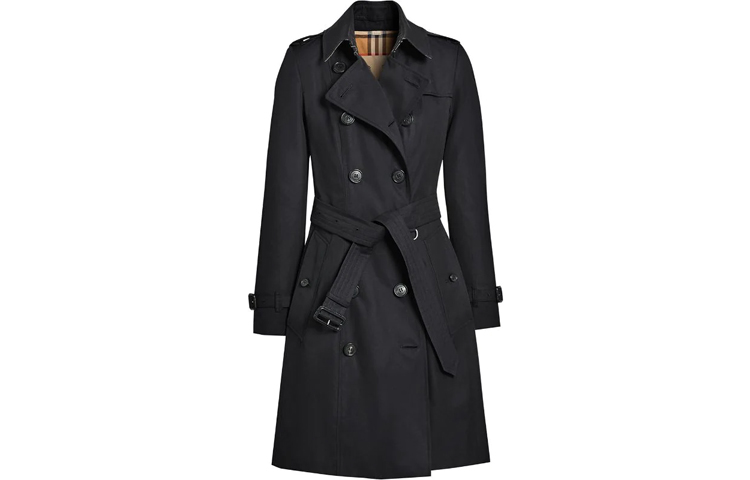(Women) Burberry  SS22 Black Double-Breasted Long Trench Coat 80457771