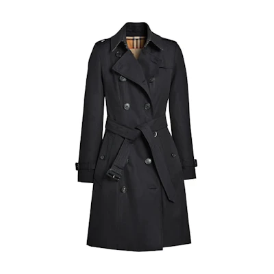 (Women) Burberry SS22 Black Double-Breasted Long Trench Coat 80457771
