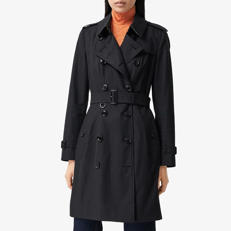 Purchase (W) 博柏利 2022春夏黑色双排扣长款风衣 80457771