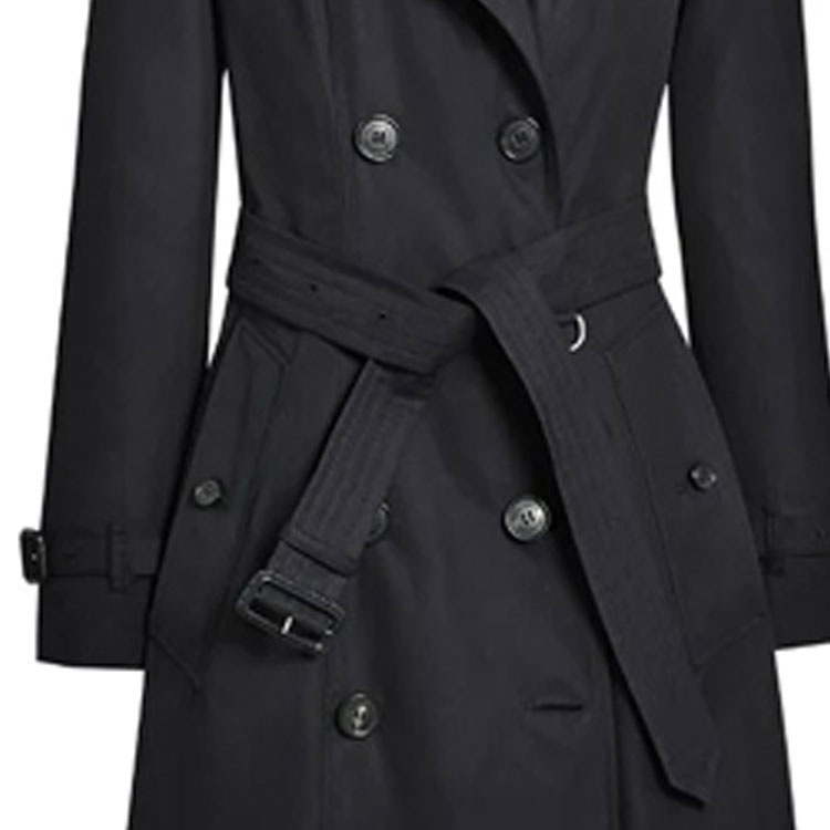 Details for (W) 博柏利 2022春夏黑色双排扣长款风衣 80457771