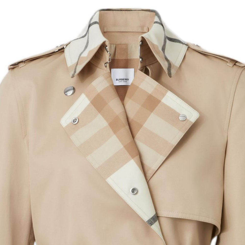 (Women) Burberry  SS22 Check Panel Belted Trench Coat Soft Camel Brown. 80569471 圖 8