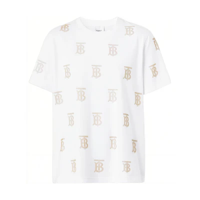 (Women) Burberry SS22 Oversized White T-Shirt with Monogram Detail. 80521191