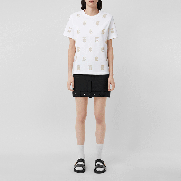 (Women) Burberry  SS22 Oversized White T-Shirt with Monogram Detail. 80521191 圖 3