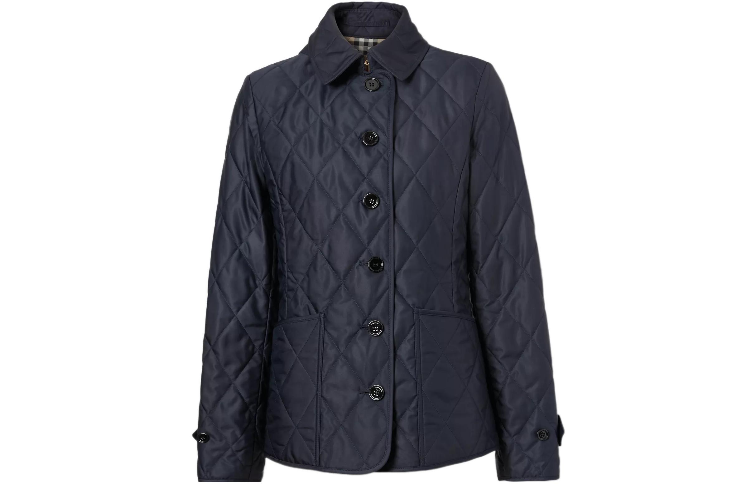 Order (Women) Burberry  SS22 Quilted Check Single-Breasted Jacket Navy Blue. 80498671