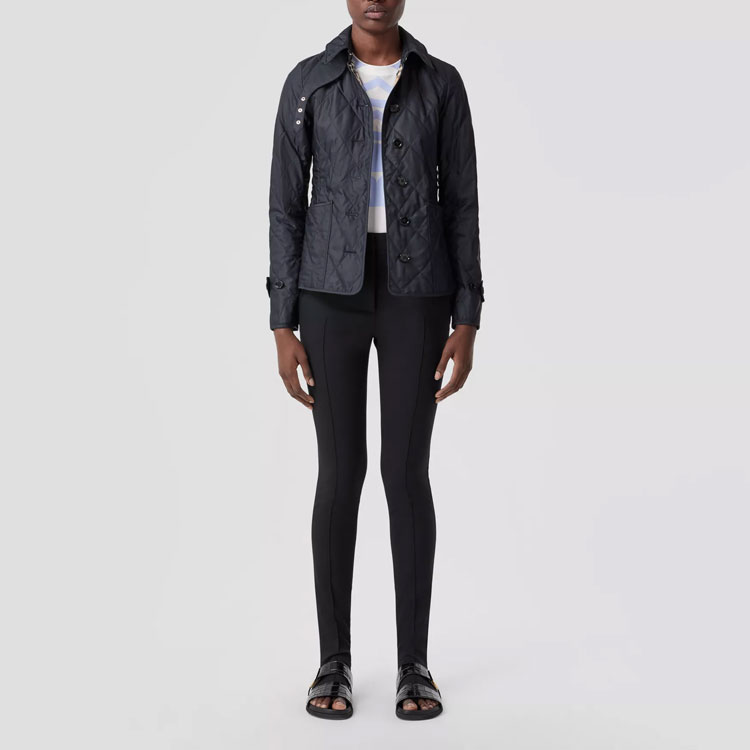 Lookbook (Women) Burberry  SS22 Quilted Check Single-Breasted Jacket Navy Blue. 80498671