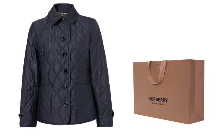 Cheap (Women) Burberry  SS22 Quilted Check Single-Breasted Jacket Navy Blue. 80498671