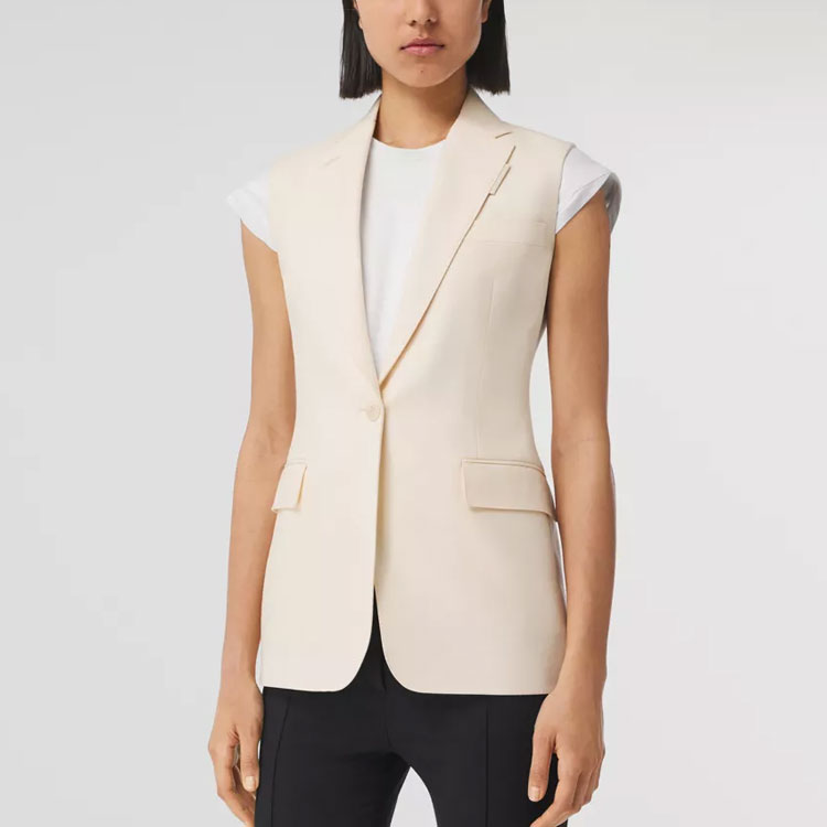 (Women) Burberry  SS22 Wool Sleeveless Blazer Jacket Buttermilk Beige 80539871 圖 5