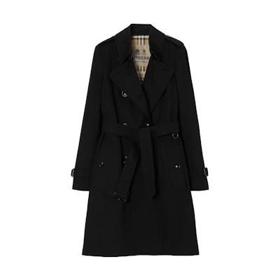 (Women) Burberry SS24 Slim Fit Double-Breasted Long Trench Coat Black 80794021