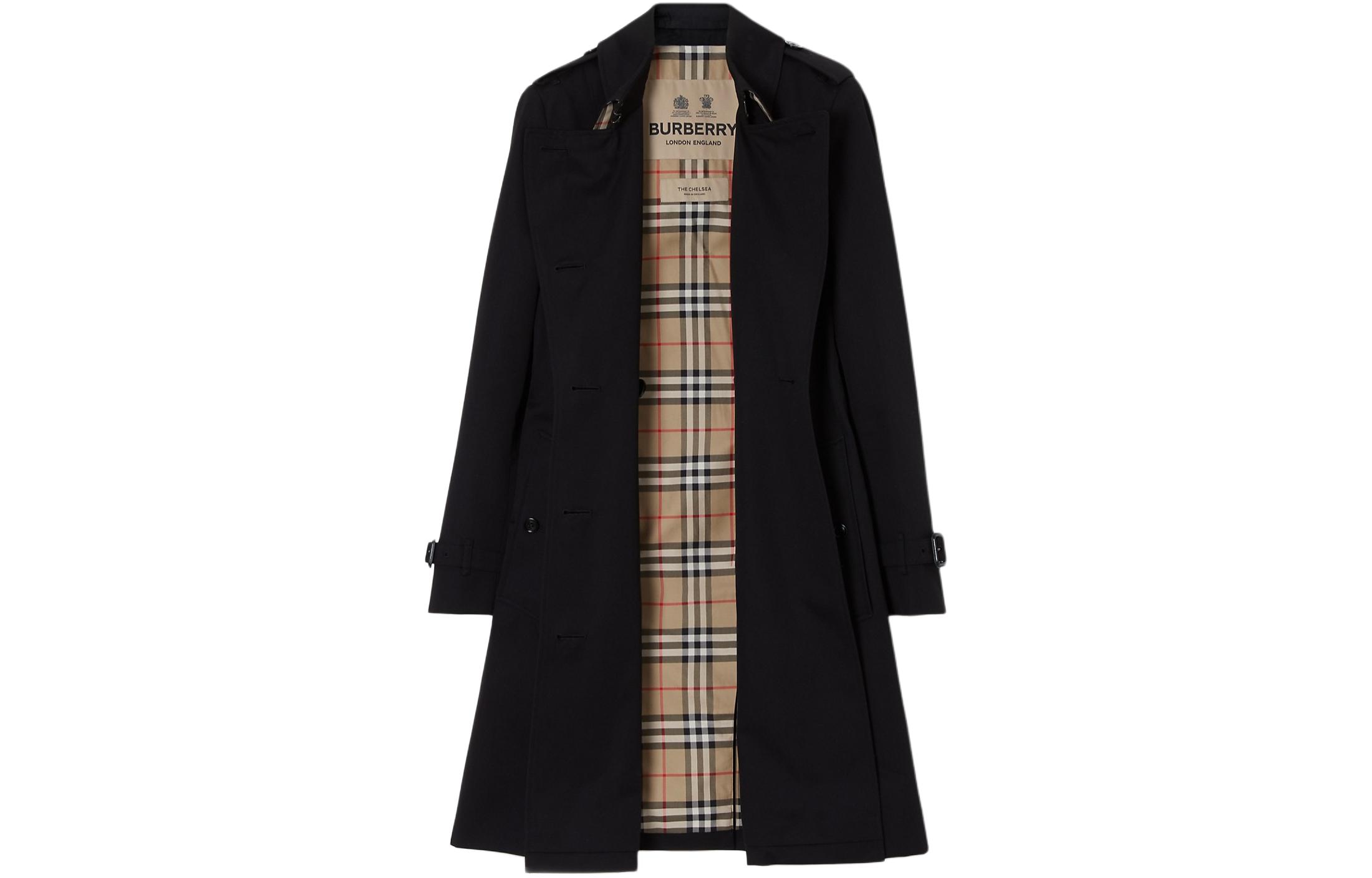 (Women) Burberry  SS24 Slim Fit Double-Breasted Long Trench Coat Black 80794021 圖 3