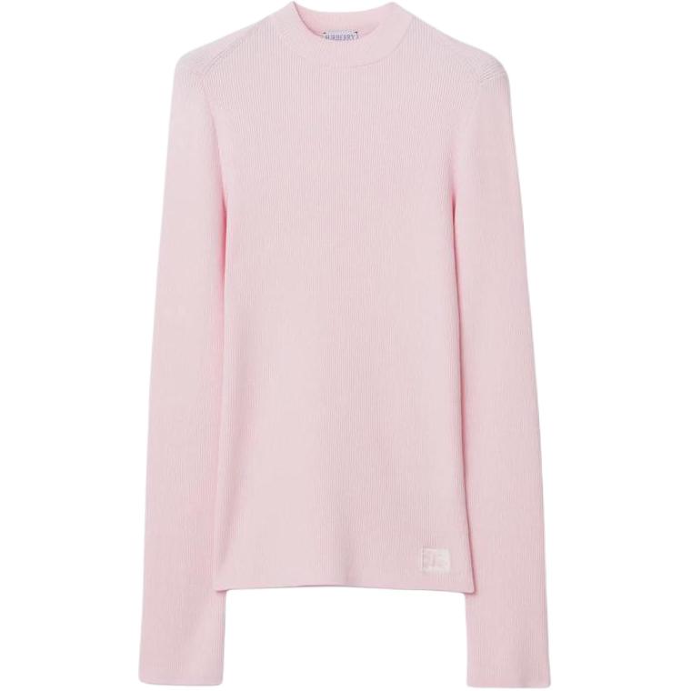 (Women) Burberry  SS24 Slim Fit Long Sleeve Knit Sweater Dusty Pink with Logo. 80839141