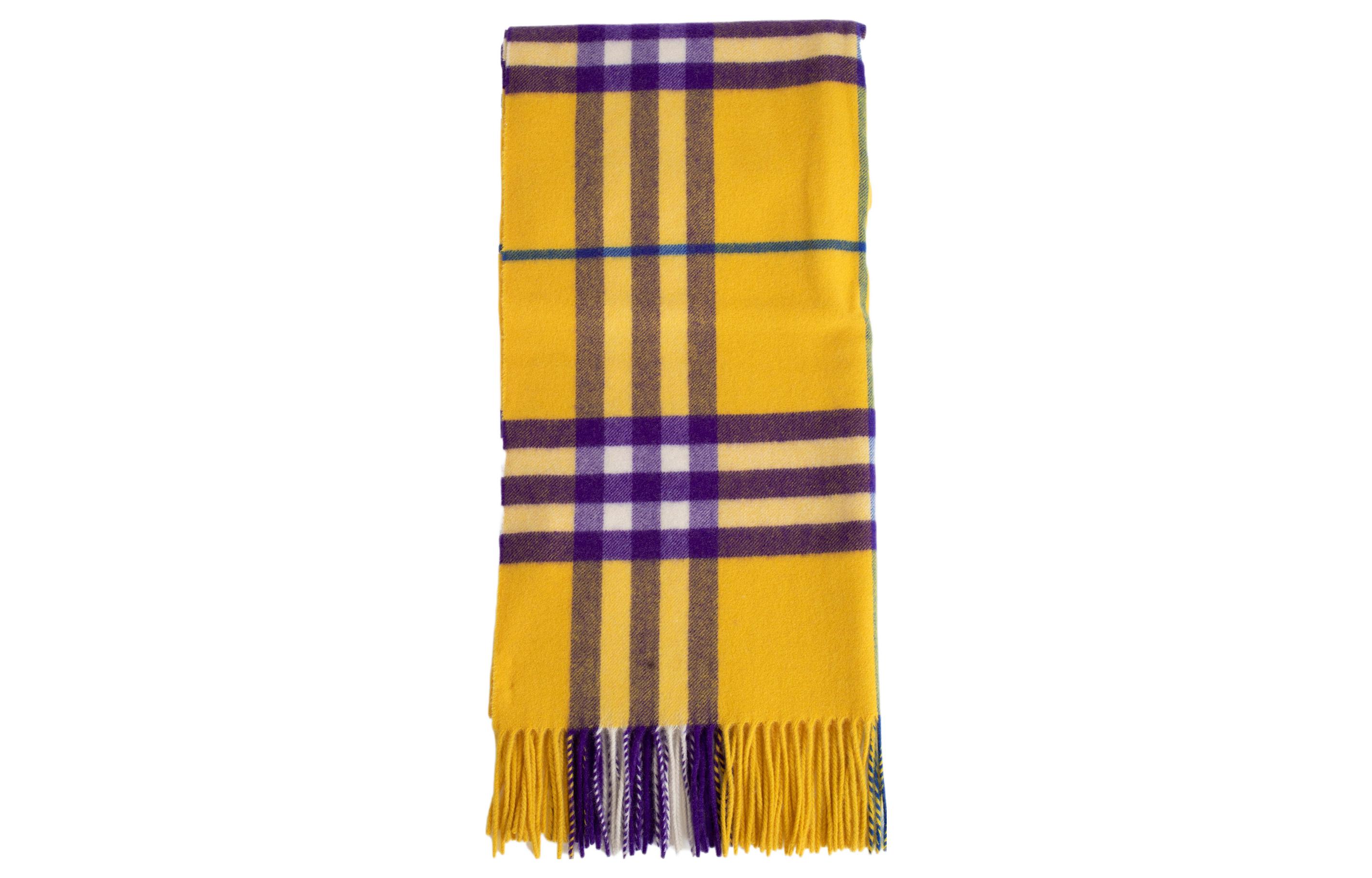 (Women) Burberry  Striped Colorblock Wool Scarf - Yellow. 8076918B7307
