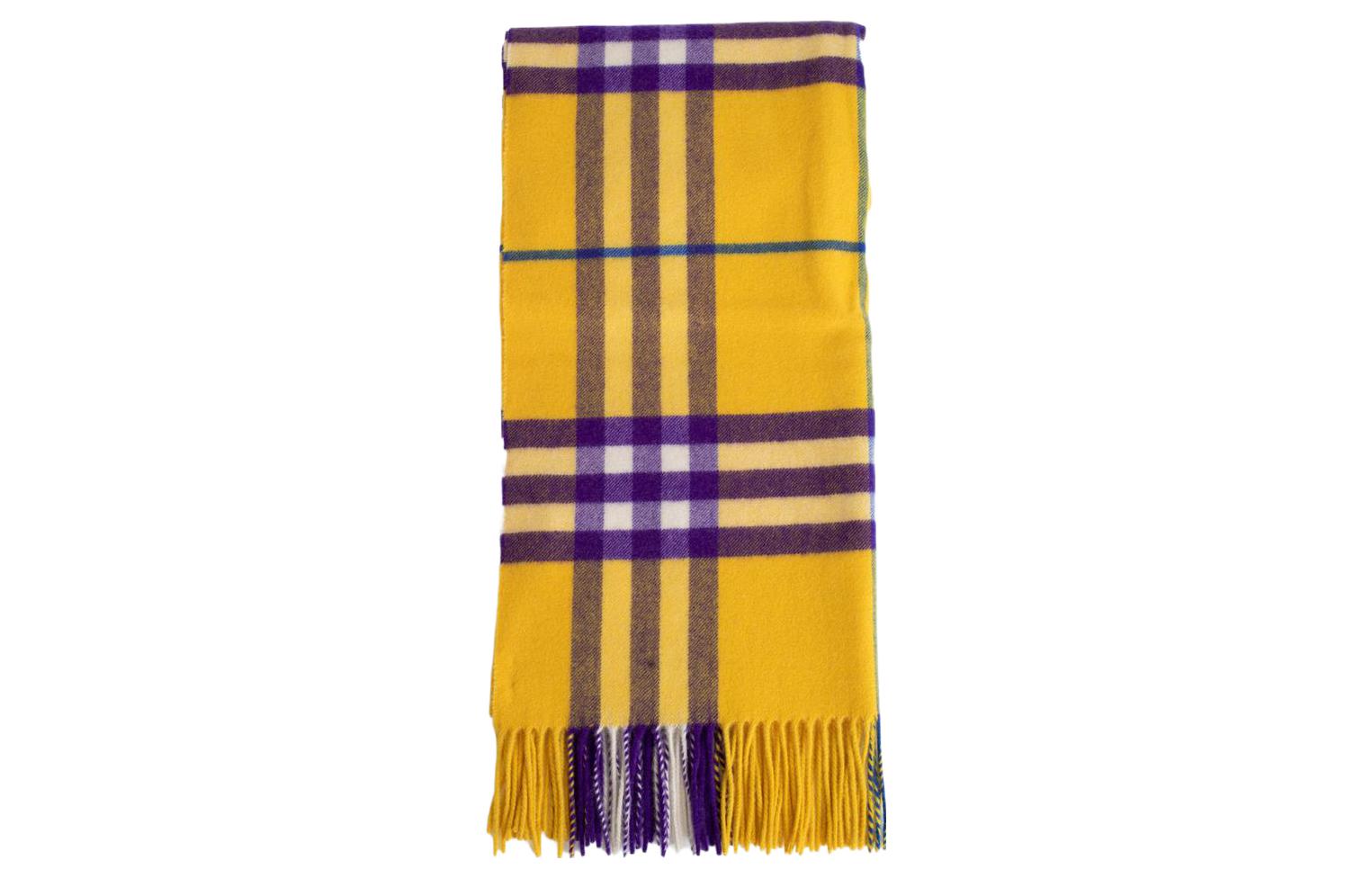 (Women) Burberry  Striped Colorblock Wool Scarf - Yellow. 8076918B7307 圖 3