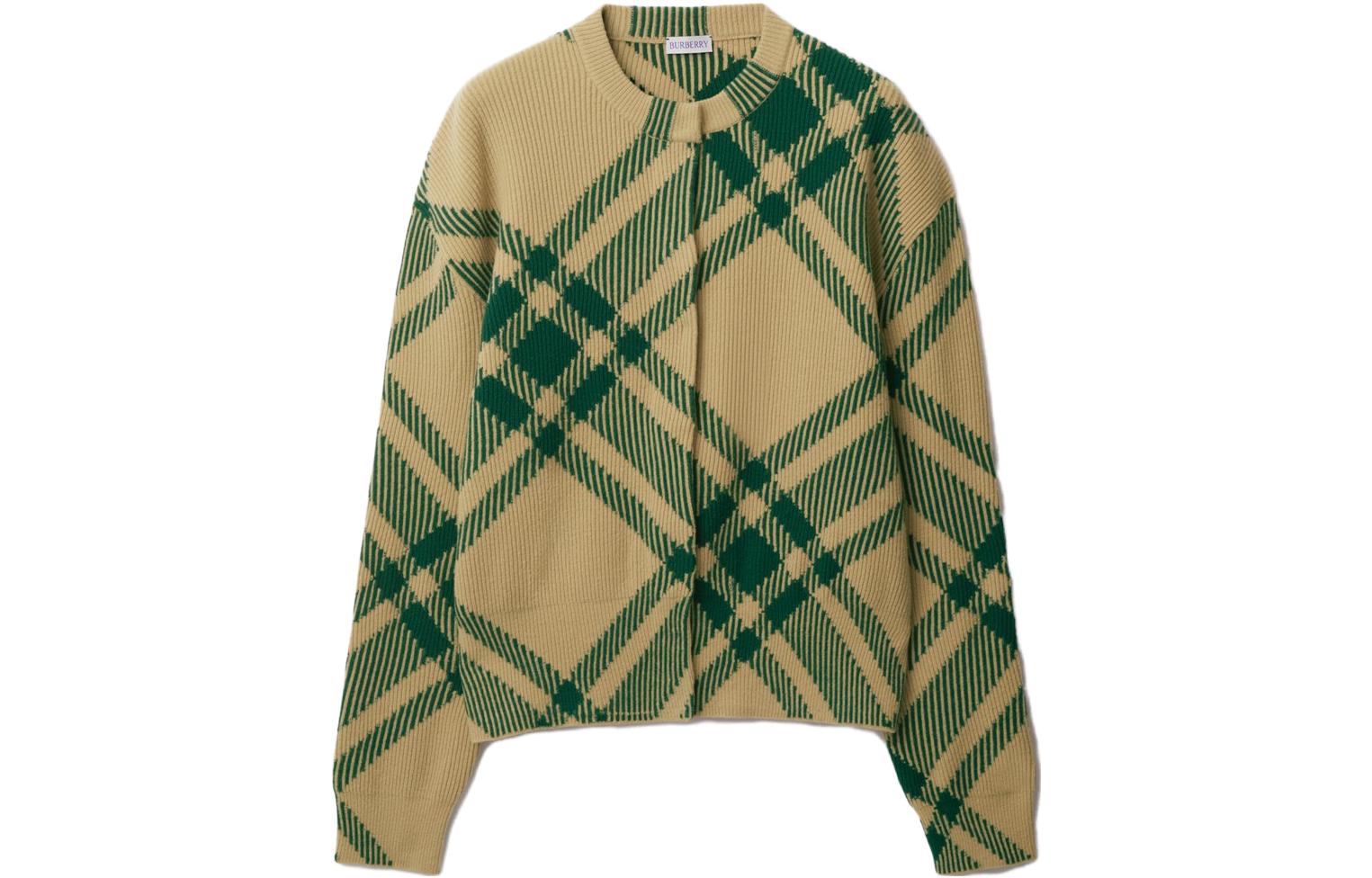 (Women) Burberry  Striped Crewneck Button-Up Long Sleeve Knit Sweater 80810131