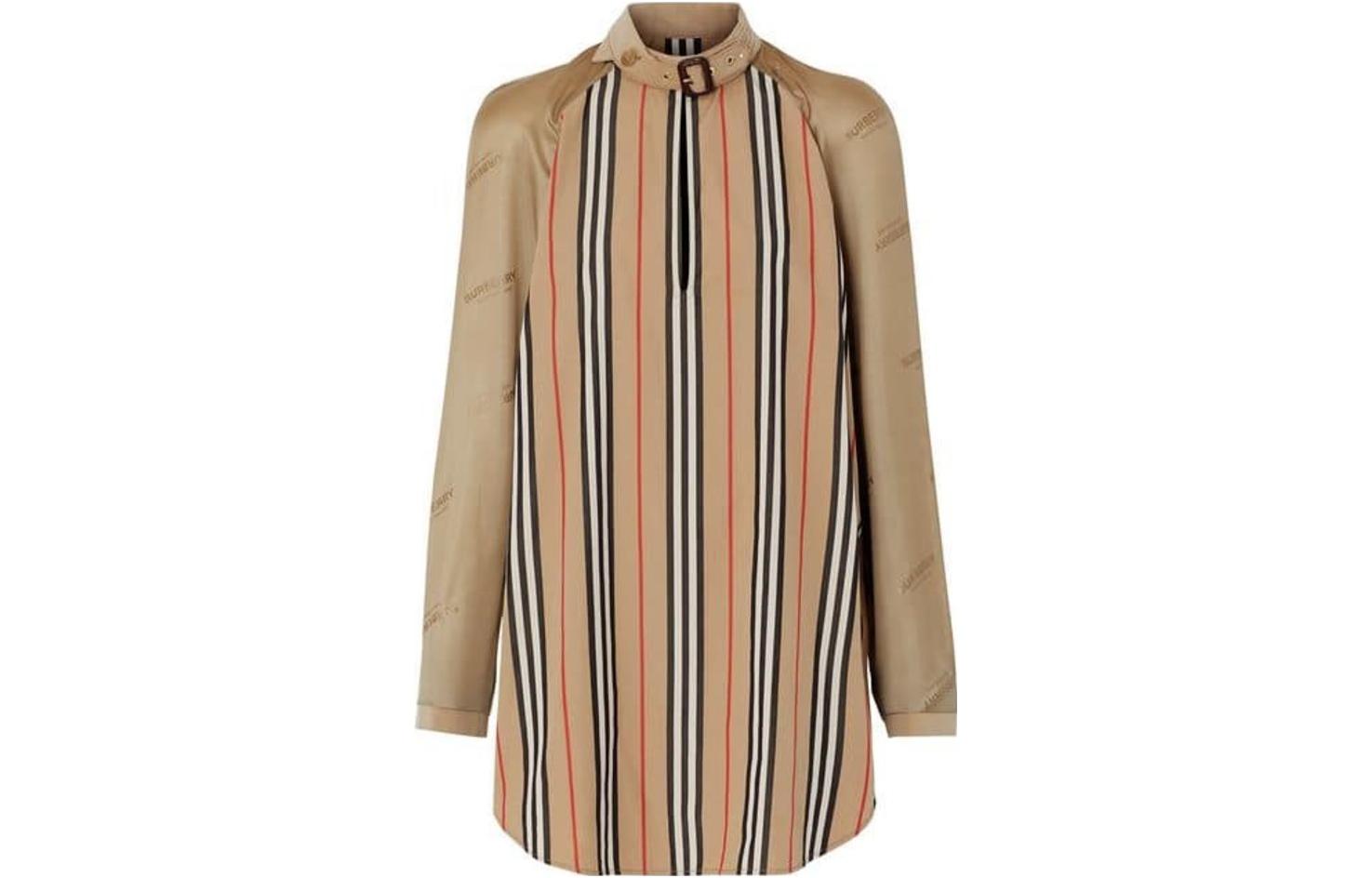 (Women) Burberry  Striped Long-Sleeve Shirt Brown. 45608291