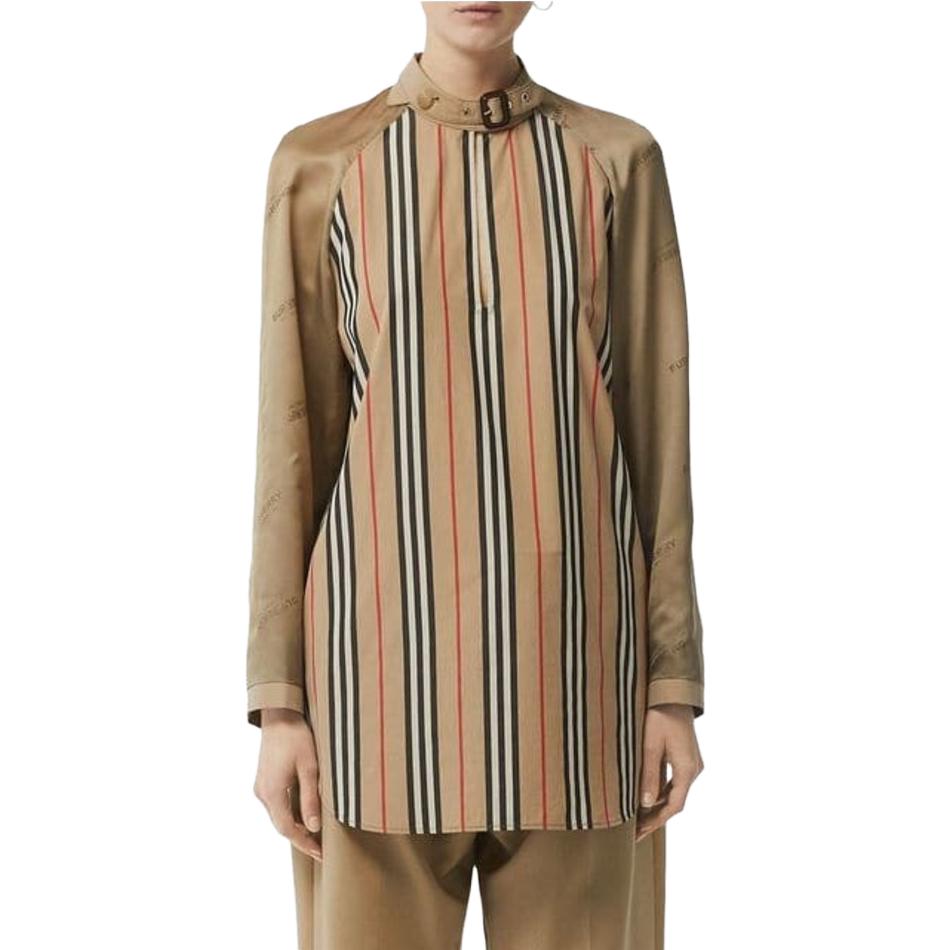 (Women) Burberry  Striped Long-Sleeve Shirt Brown. 45608291 圖 3