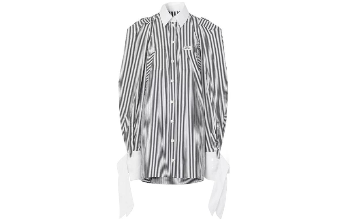 Order (W) Vestido Camisero de Rayas Burberry Negro de Manga Larga Single-Breasted 45643671