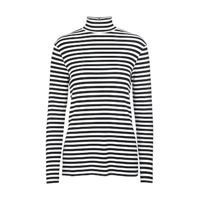 (Women) Burberry Striped Stretch High-Neck Long Sleeve Sweatshirt Black/White 45645141