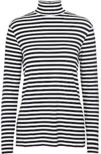 (W) バーバリー ストライプ ストレッチ ハイネック 長袖 スウェットシャツ ブラック/ホワイト 45645141 Order (W) バーバリー ストライプ ストレッチ ハイネック 長袖 スウェットシャツ ブラック/ホワイト 45645141