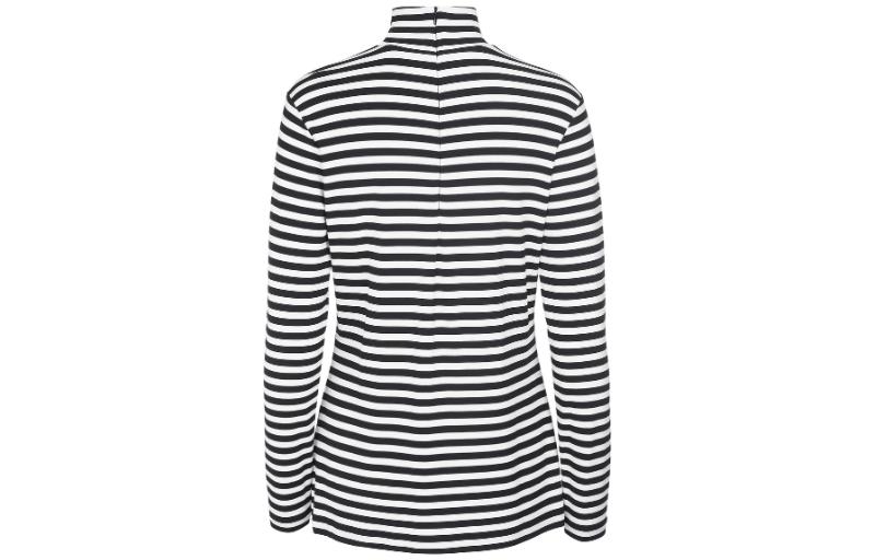 Lookbook (W) バーバリー ストライプ ストレッチ ハイネック 長袖 スウェットシャツ ブラック/ホワイト 45645141