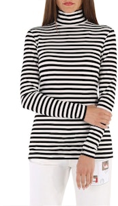 (W) バーバリー ストライプ ストレッチ ハイネック 長袖 スウェットシャツ ブラック/ホワイト 45645141 Shop (W) バーバリー ストライプ ストレッチ ハイネック 長袖 スウェットシャツ ブラック/ホワイト 45645141