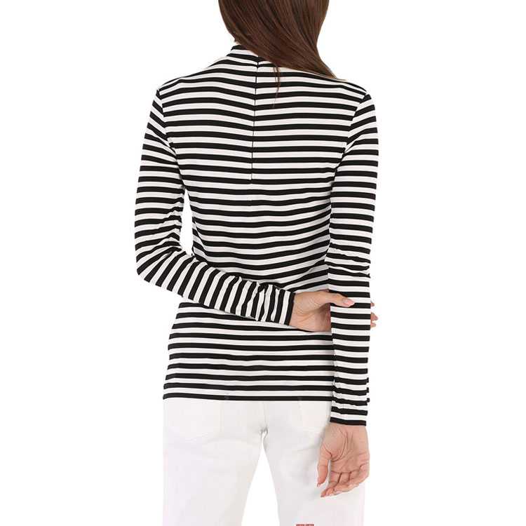 Purchase (W) バーバリー ストライプ ストレッチ ハイネック 長袖 スウェットシャツ ブラック/ホワイト 45645141