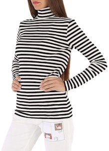 (W) バーバリー ストライプ ストレッチ ハイネック 長袖 スウェットシャツ ブラック/ホワイト 45645141 Details for (W) バーバリー ストライプ ストレッチ ハイネック 長袖 スウェットシャツ ブラック/ホワイト 45645141