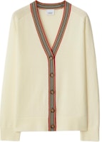 (Women) Burberry Striped V-Neck Button Knit Cardigan Ivory White. 80843261 (Women) Burberry Striped V-Neck Button Knit Cardigan Ivory White. 80843261