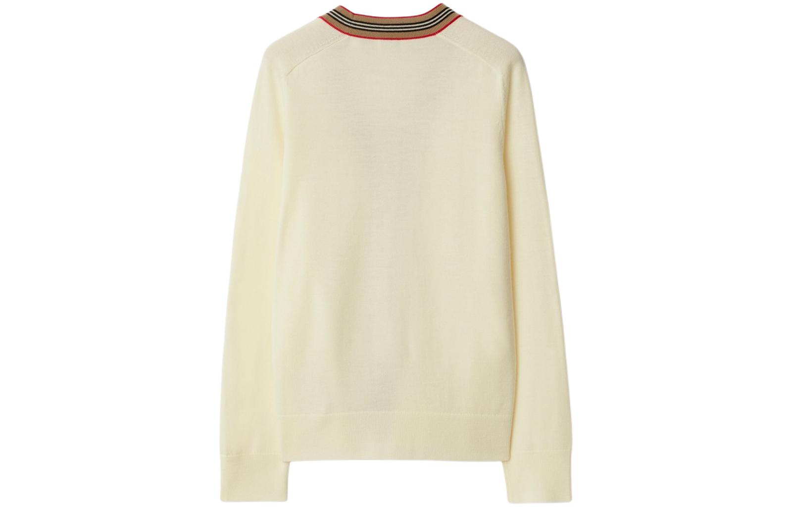 Lookbook (W) 博柏利条纹V领扣针织开衫象牙白. 80843261