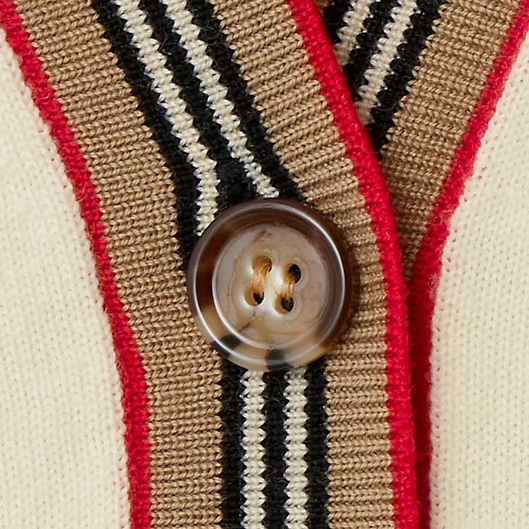 Details for (W) 博柏利条纹V领扣针织开衫象牙白. 80843261