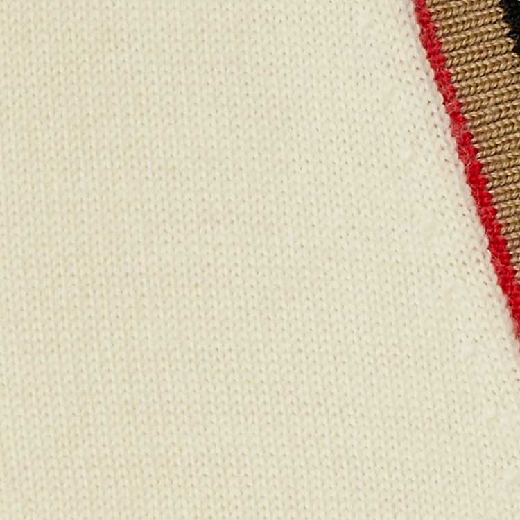 Sizing (W) 博柏利条纹V领扣针织开衫象牙白. 80843261