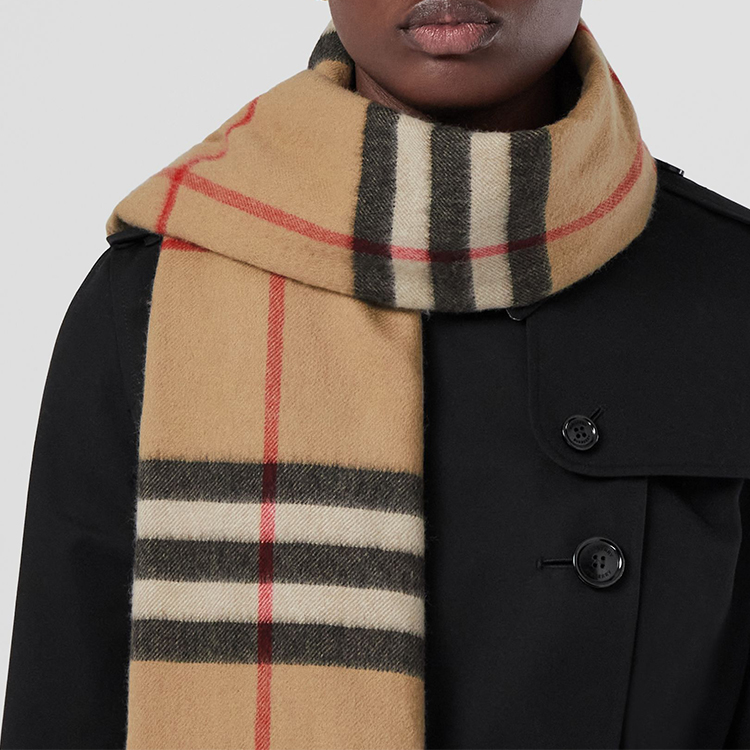 Lookbook (W) BURBERRY 時尚經典格紋羊毛圍巾 - 棕色 80649161
