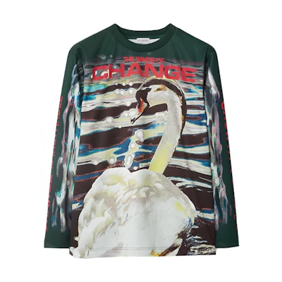 (Women) Burberry Swan Printed Oversized Long Sleeve T-Shirt Multicolor. 80772371
