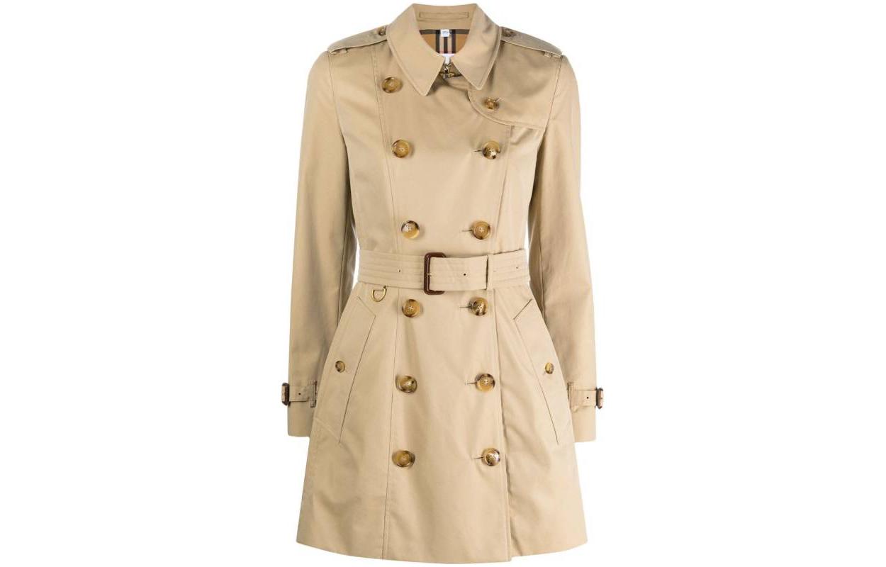 (Women) Burberry  Tan Double-Breasted Mid-Length Trench Coat. 8032081