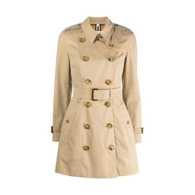 (Women) Burberry Tan Double-Breasted Mid-Length Trench Coat. 8032081