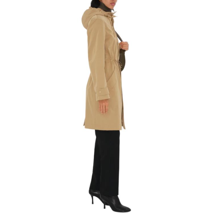Purchase (W) 博柏利 驼色连帽拉链长款外套夹克 80954451