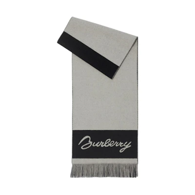 (Women) Burberry Tassel Wool Knit Scarf - Gray 80940151