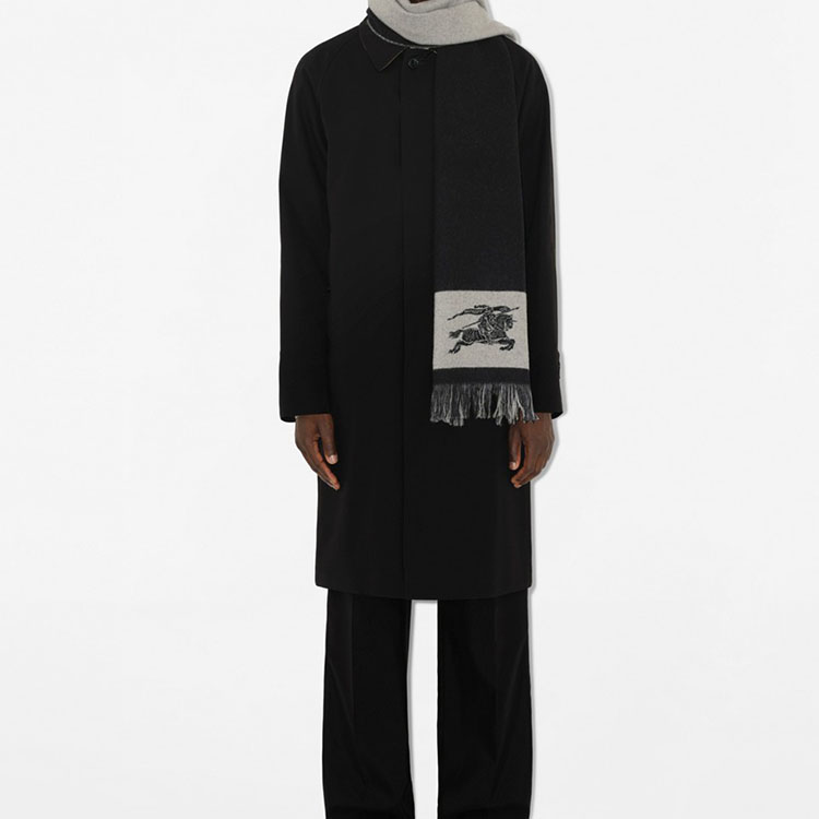 (Women) Burberry  Tassel Wool Knit Scarf - Gray 80940151 圖 6