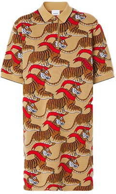 (W) Vestido Polo de Lana Jacquard Patrón Tigre Burberry Marrón Manga Corta. 80514671 Order (W) Vestido Polo de Lana Jacquard Patrón Tigre Burberry Marrón Manga Corta. 80514671