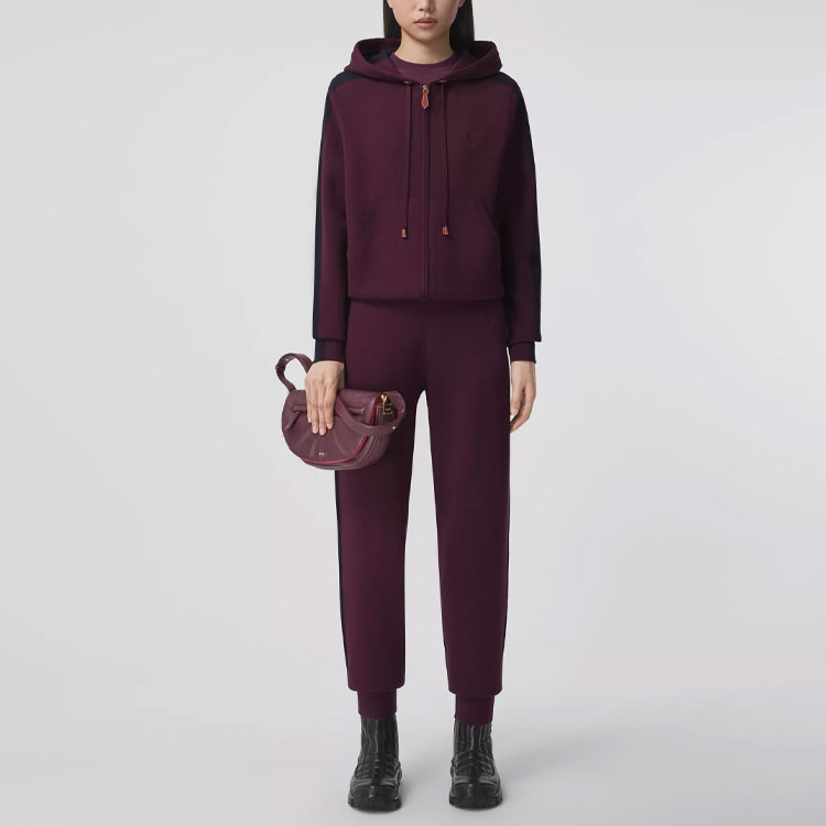 Shop (W) Burberry Celana Jogger Rajut Dua Warna Warna Dark Chestnut. 80484261