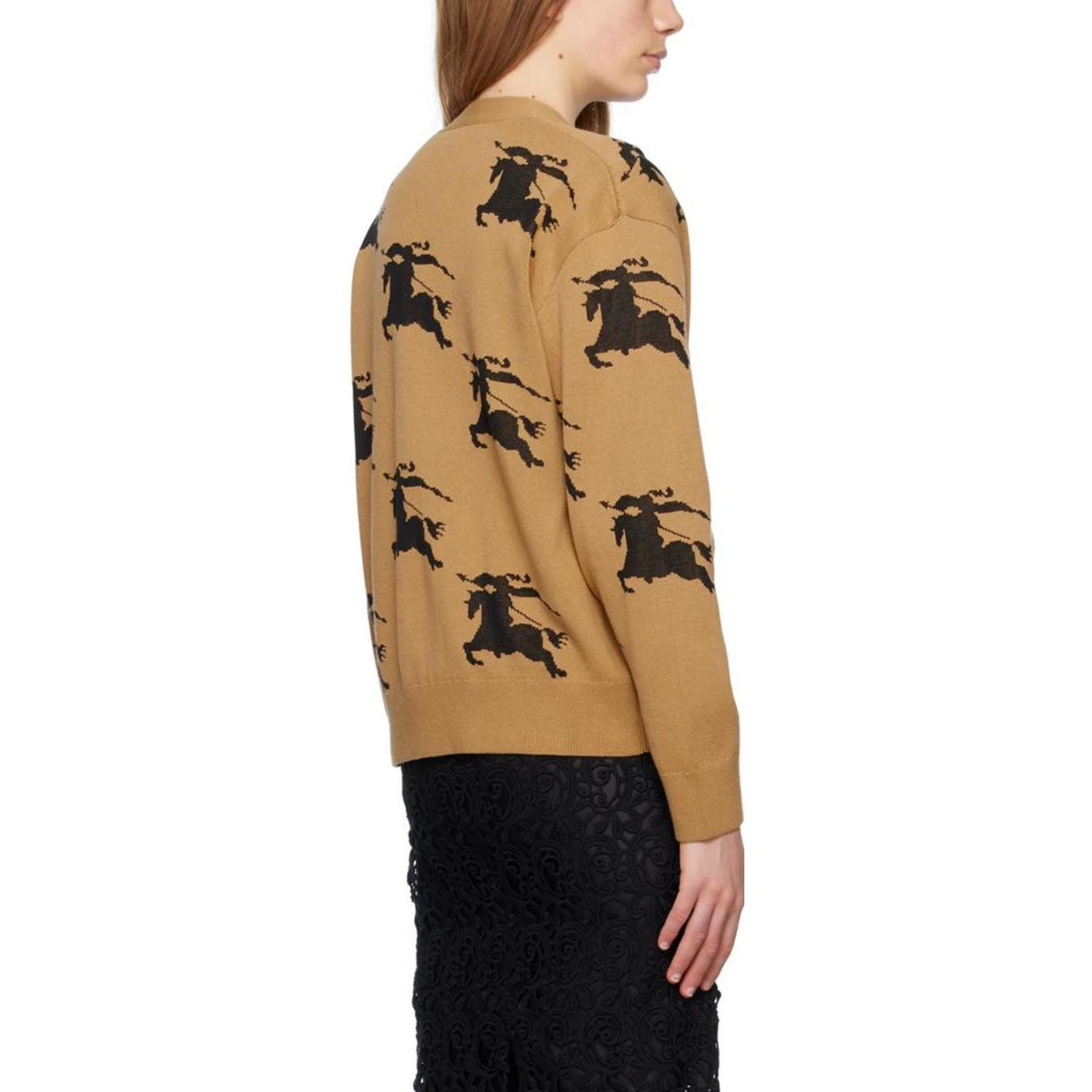 Shop (W) Burberry 印花V領紐扣針織毛衣 - 駝色 80703281