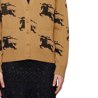 (W) Burberry 印花V領紐扣針織毛衣 - 駝色 80703281 Details for (W) Burberry 印花V領紐扣針織毛衣 - 駝色 80703281