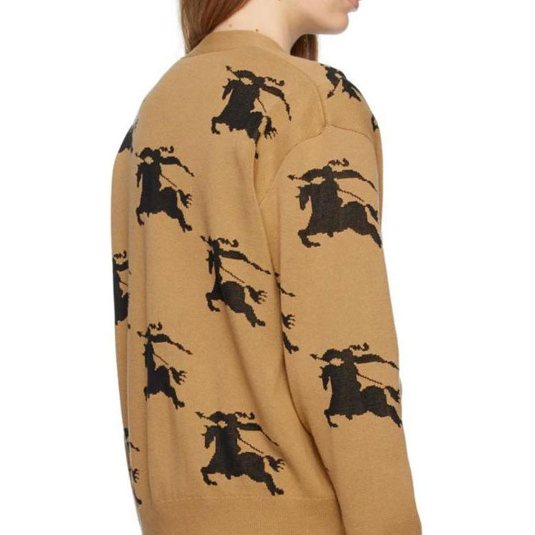 Sizing (W) Burberry 印花V領紐扣針織毛衣 - 駝色 80703281