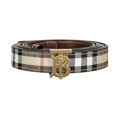 (Women) Burberry Vintage Check Leather Belt, Reversible, 2cm Wide, Multiple Colors. 8052485