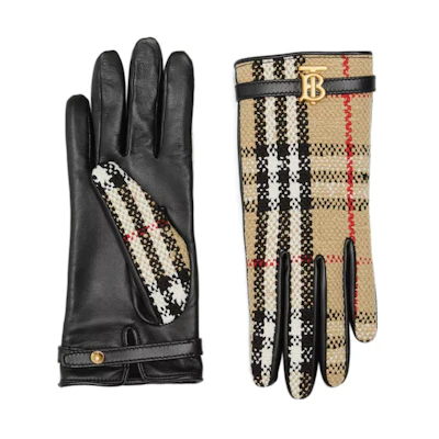 (Women) Burberry Vintage Simple Stylish Warm Gloves Brown/Black 80637881
