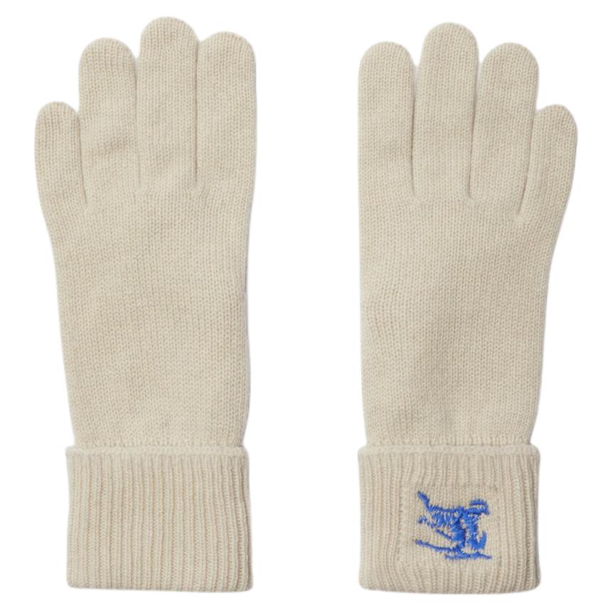 (Women) Burberry  White Cashmere Nylon Logo Knit Gloves 80961521