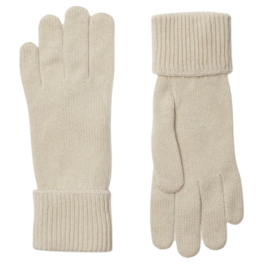 (Women) Burberry  White Cashmere Nylon Logo Knit Gloves 80961521 圖 3