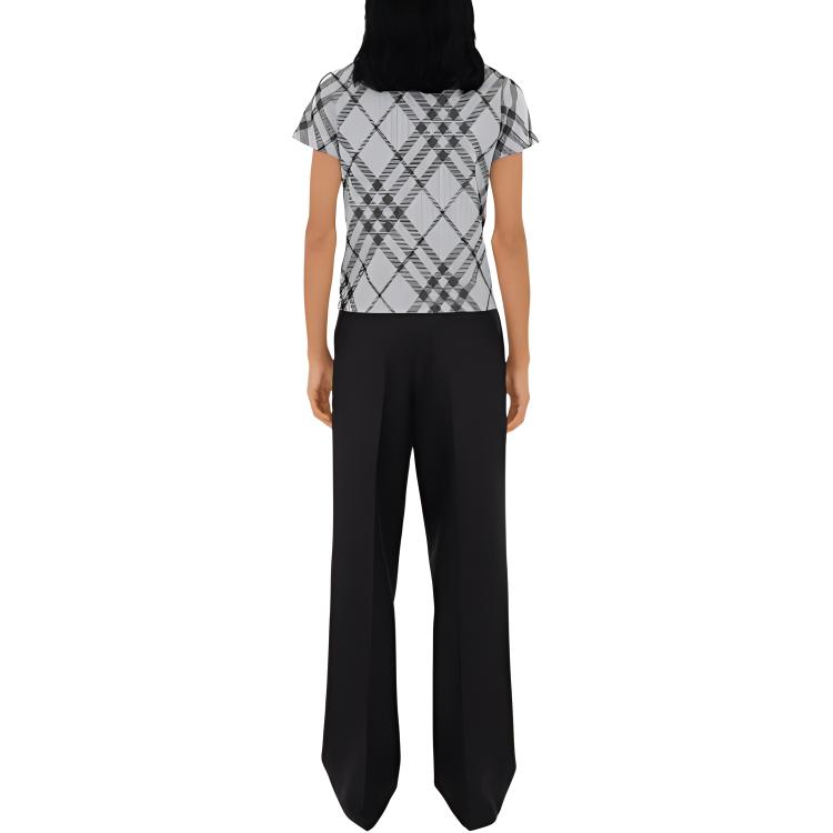 (Women) Burberry  White Check Print Crew Neck Casual Short Sleeve T-Shirt. 80880611 圖 5