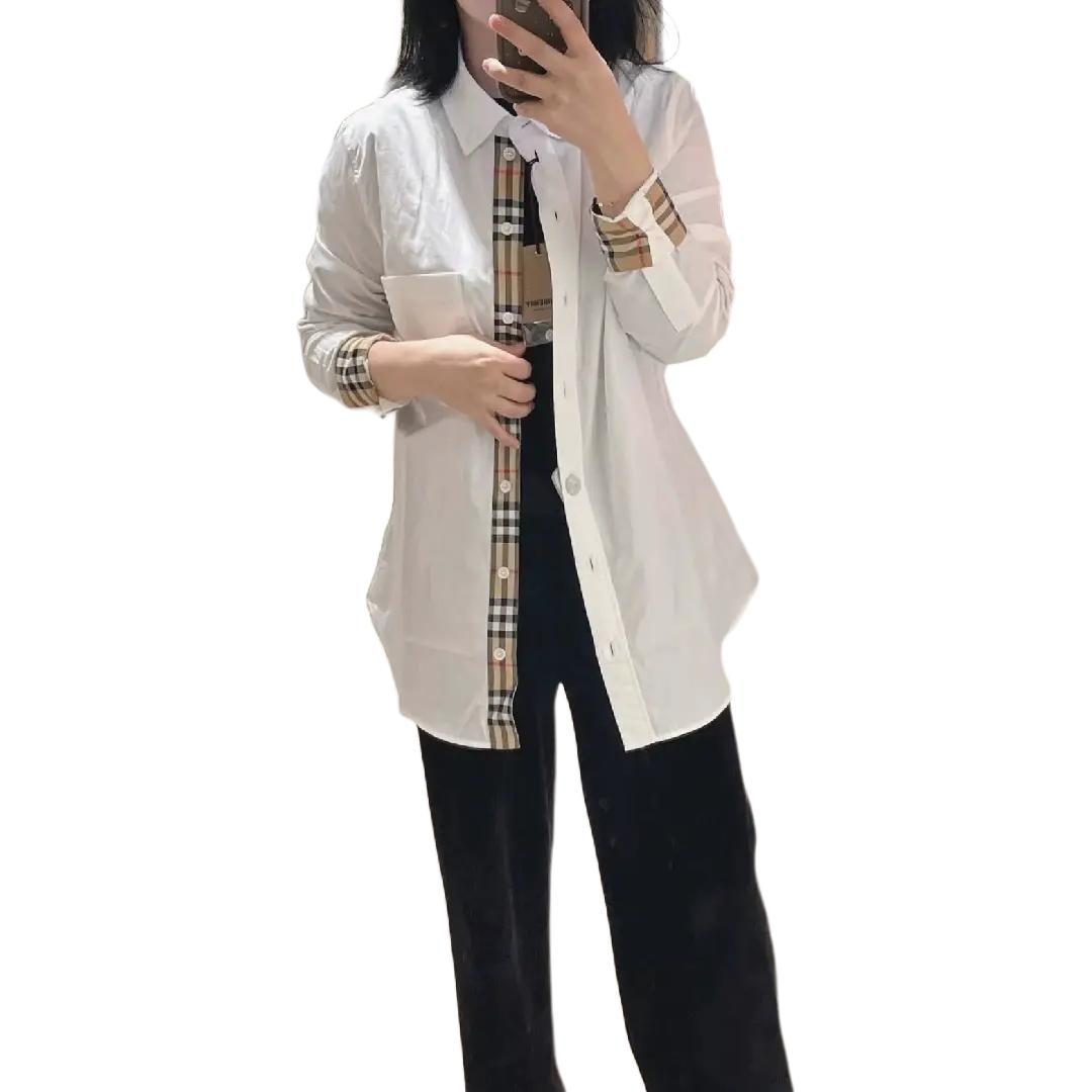 Shop (W) 博柏利 白色格纹长袖衬衫 80733091